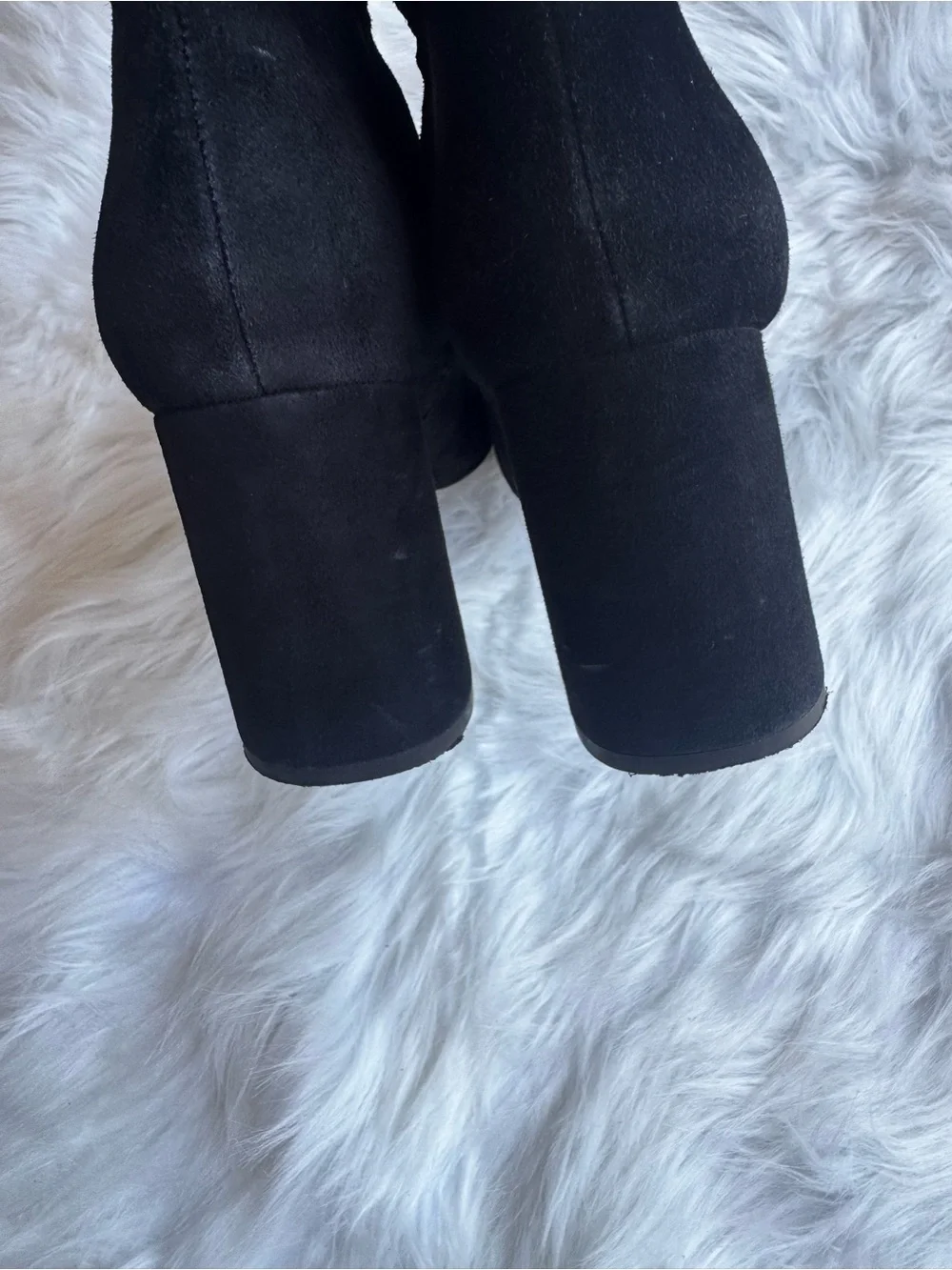 Sam Edelman Women’s Black Suede Ankle Block Heel Boots Side Zip Square Toe Sz 6